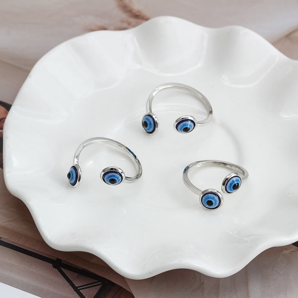 Anillo de mujer con ojo malvado bañado en oro y circonita blanca de Olivenorma 