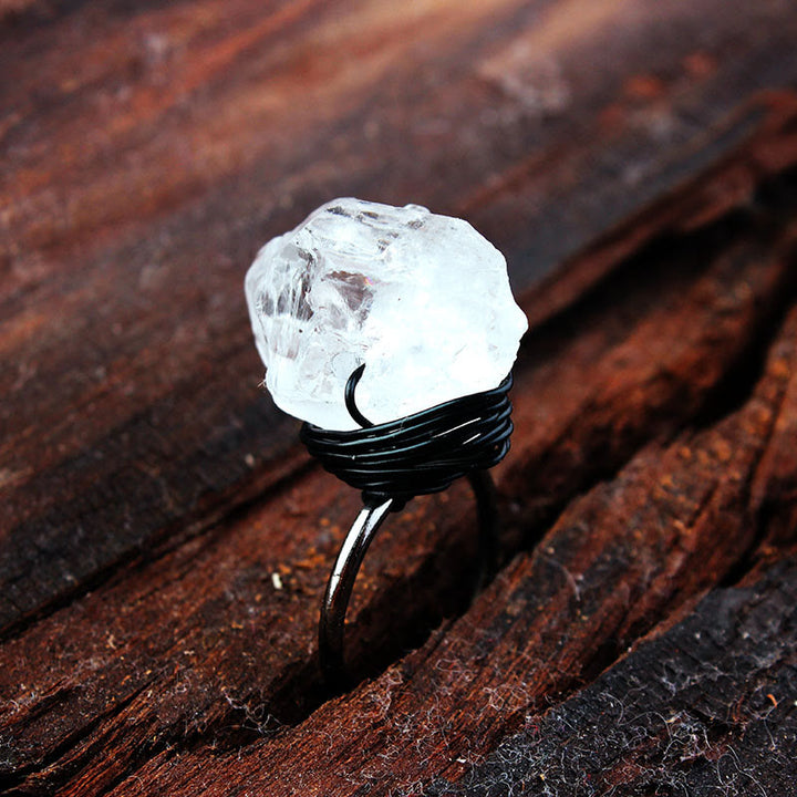 Anillo de alambre de cristal de piedra natural hecho a mano de Olivenorma