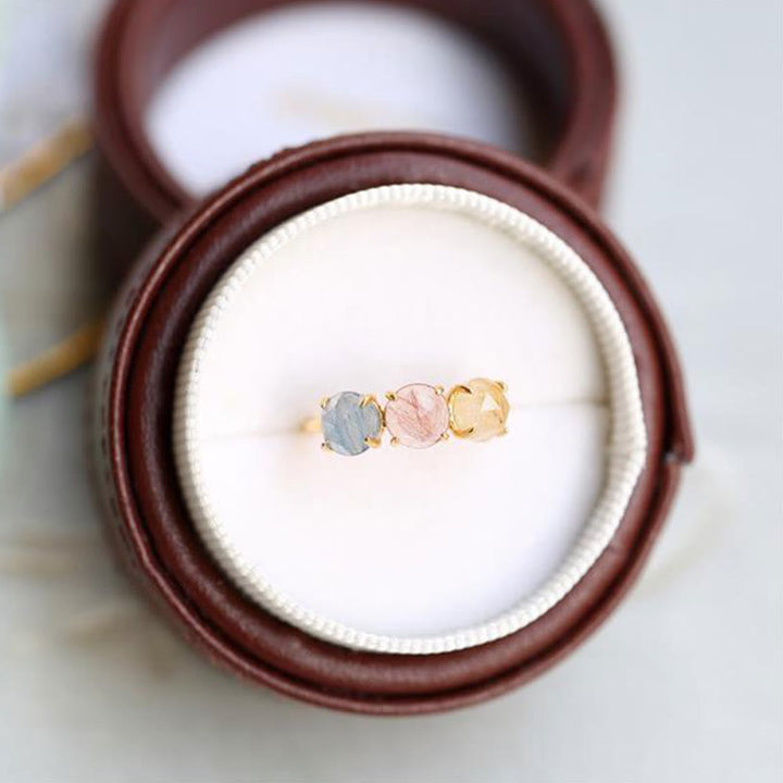Anillo de plata de ley S925 con cuarzo rutilado natural de Olivenorma