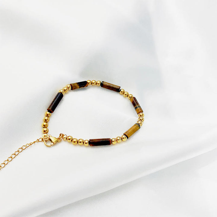 Pulsera de cuentas de tubo de piedra natural rectangular de Olivenorma