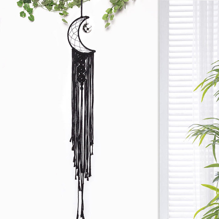Atrapasueños de cuerda de algodón trenzada con forma de árbol de la vida de cristal de Olivenorma
