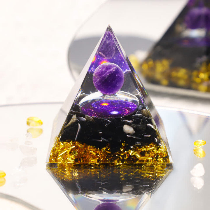 Pirámide de orgón de obsidiana yin y yang de Olivenorma 