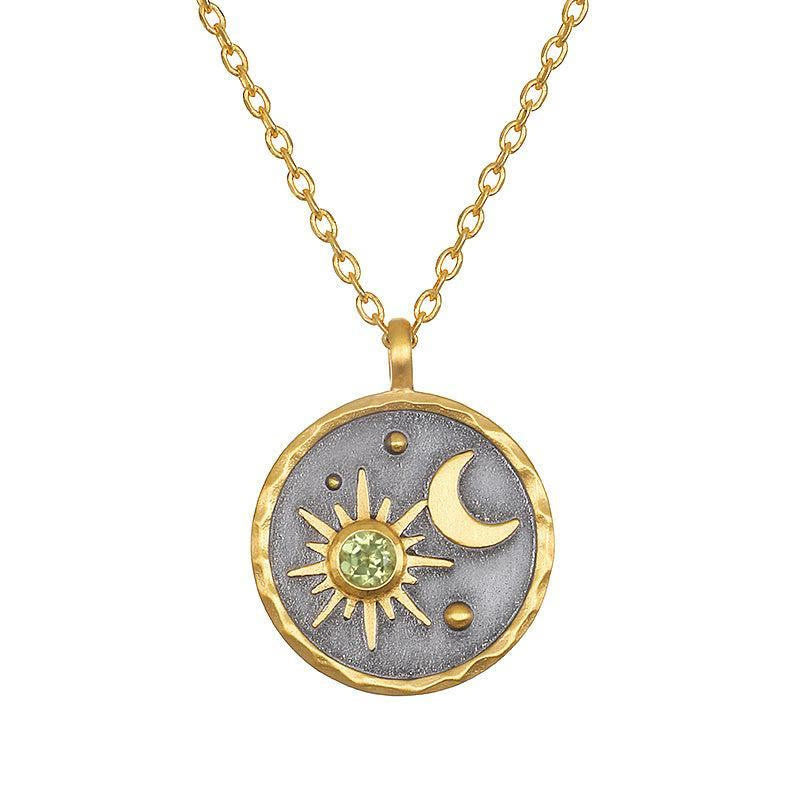 Collar con piedra natal de sol y luna "Día y noche" de Olivenorma