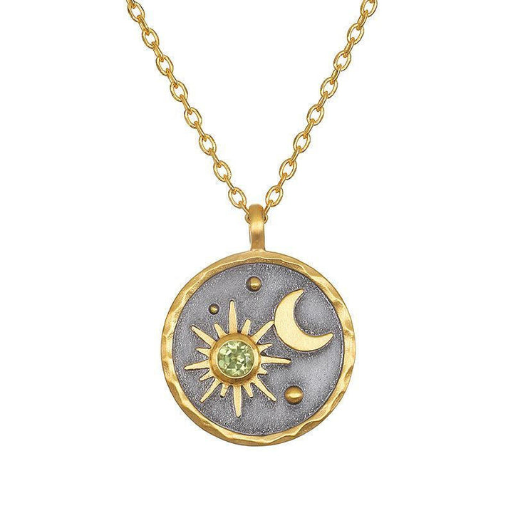 Collar con piedra natal de sol y luna "Día y noche" de Olivenorma