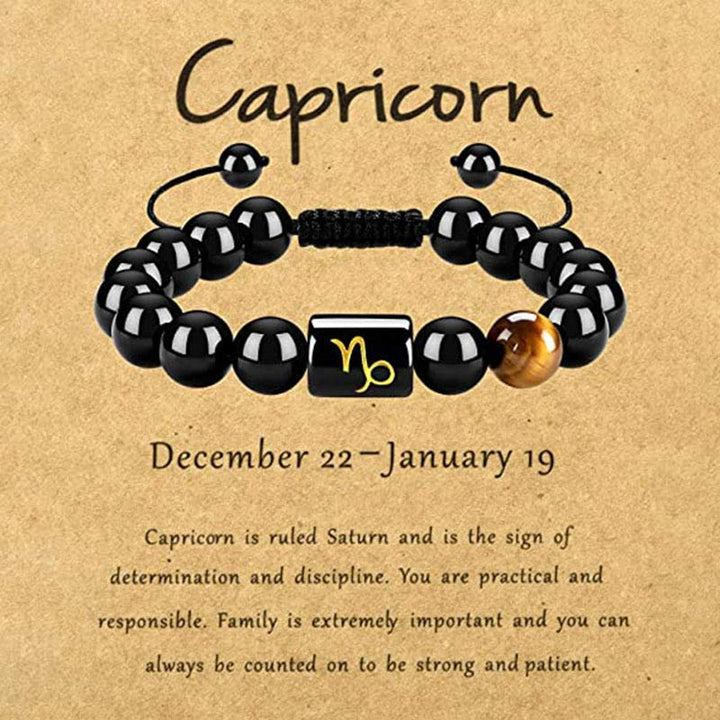 Pulsera del zodíaco de obsidiana y ojo de tigre de Olivenorma
