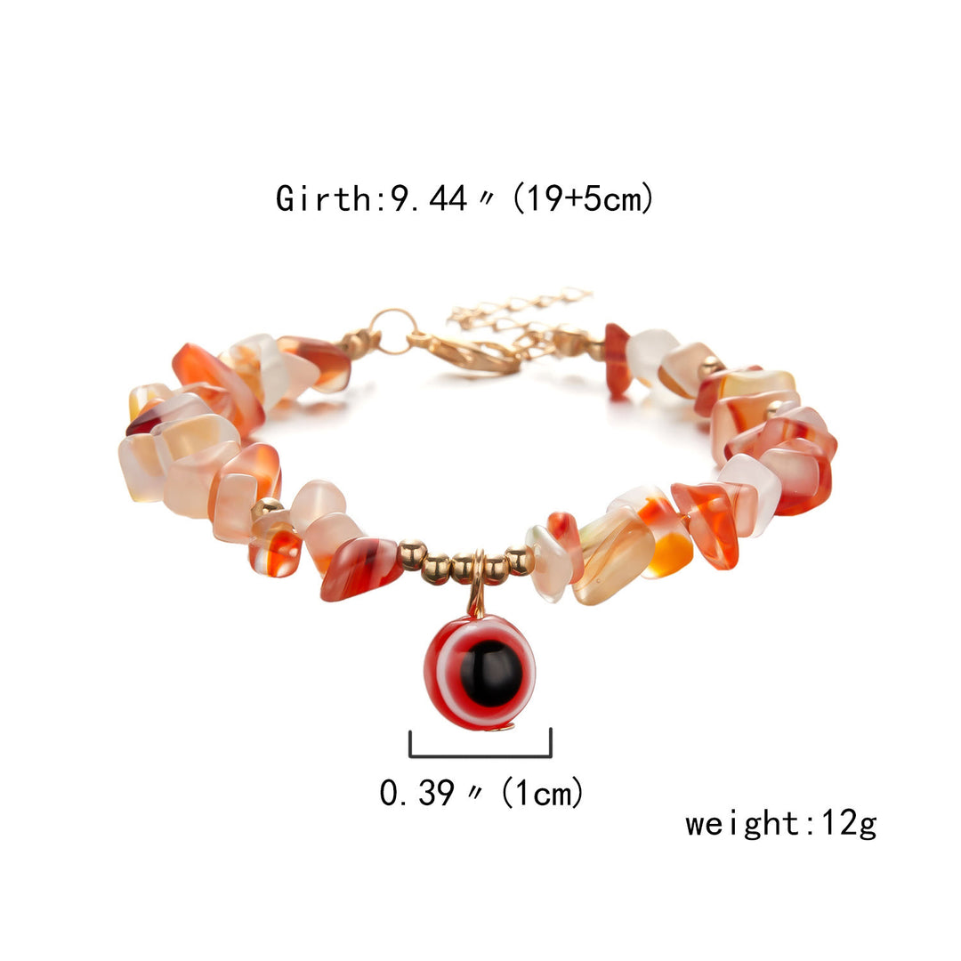 Pulsera con colgante de ojo malvado de grava de cristal natural de Olivenorma