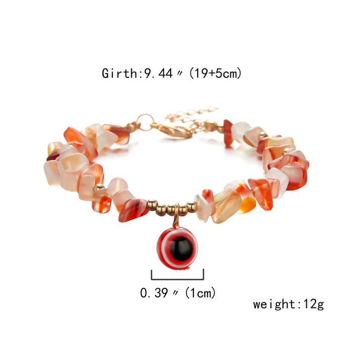 Pulsera con colgante de ojo malvado de grava de cristal natural de Olivenorma