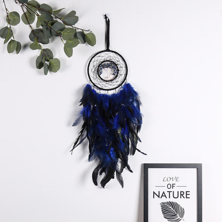 Atrapasueños de grava de sodalita azul con forma de árbol de la vida de Olivenorma