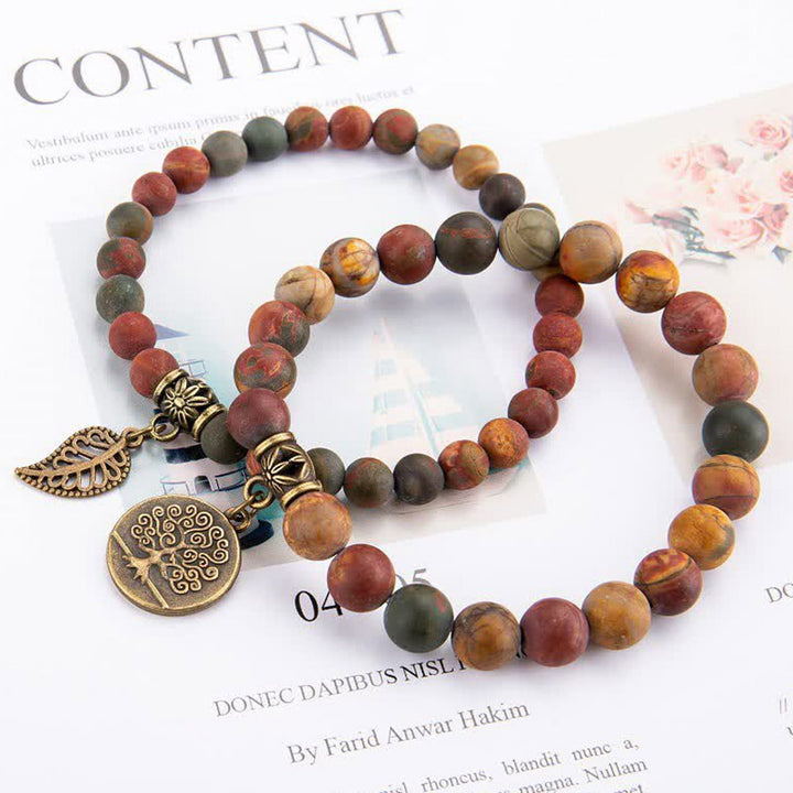 Pulsera de calma y paz con jaspe pictórico de Olivenorma