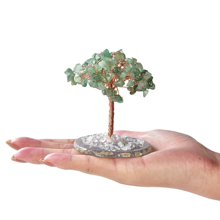 Árbol Feng Shui de piedra preciosa natural aventurina de Olivenorma con base de ágata 