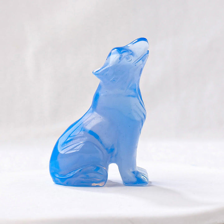 Adorno de piedra preciosa con forma de niño lobo de cristal natural de Olivenorma 