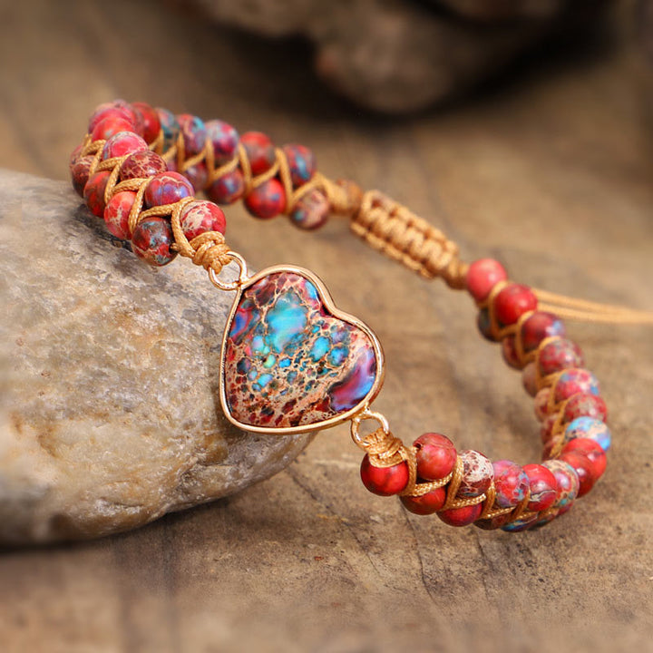 Pulsera de corazón de piedra roja del emperador Olivenorma