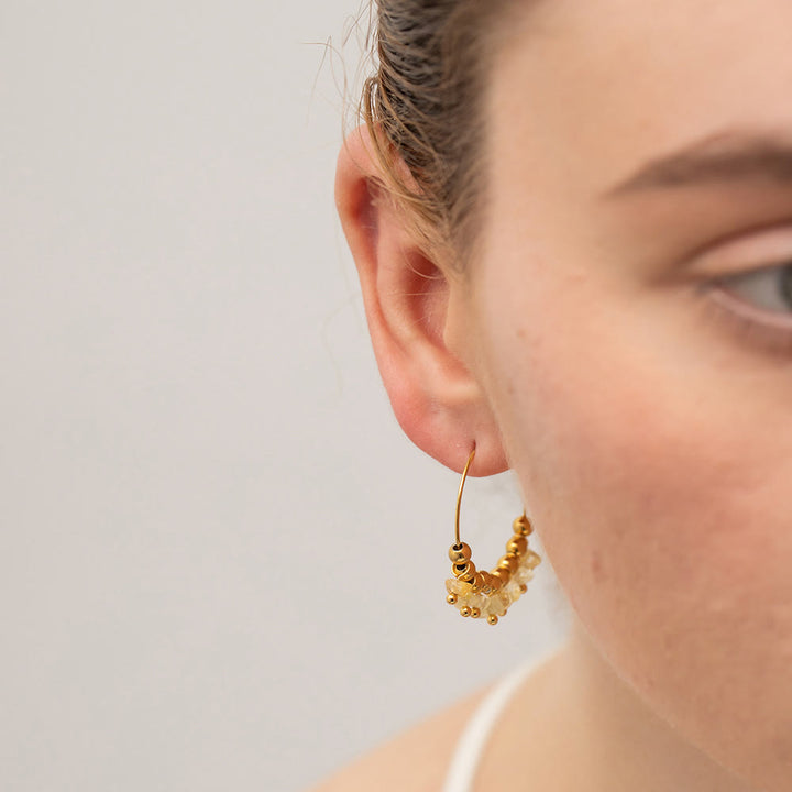 Pendientes de acero inoxidable con grava natural de Olivenorma
