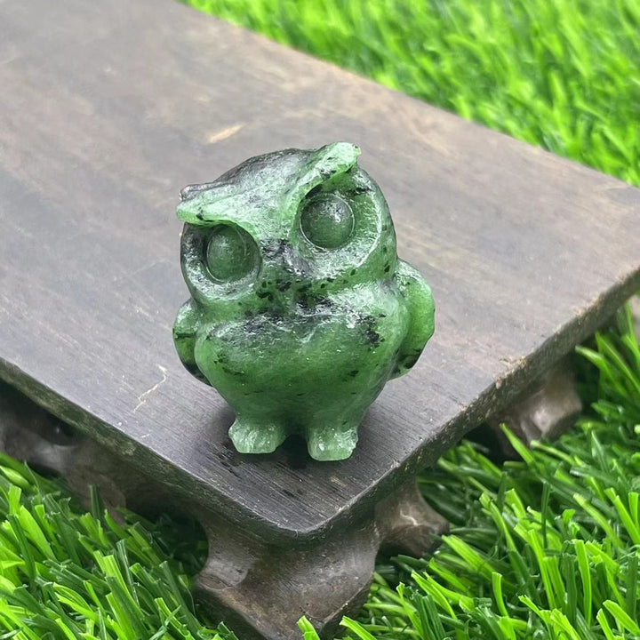 Adorno de búho de cristal natural de 3,5 cm de Olivenorma con piedras preciosas decorativas