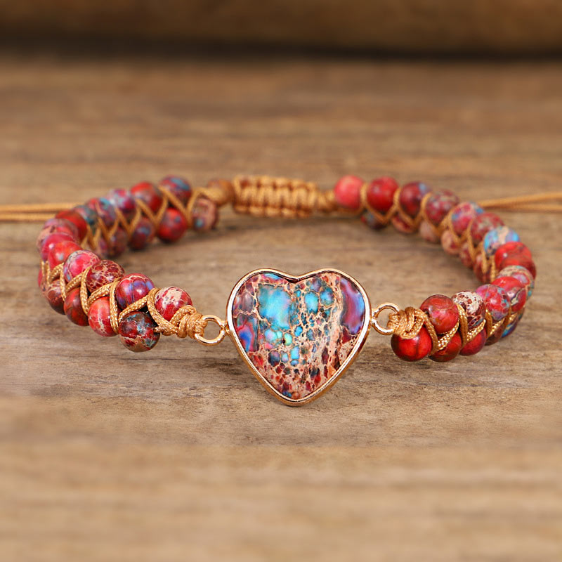 Pulsera de corazón de piedra roja del emperador Olivenorma
