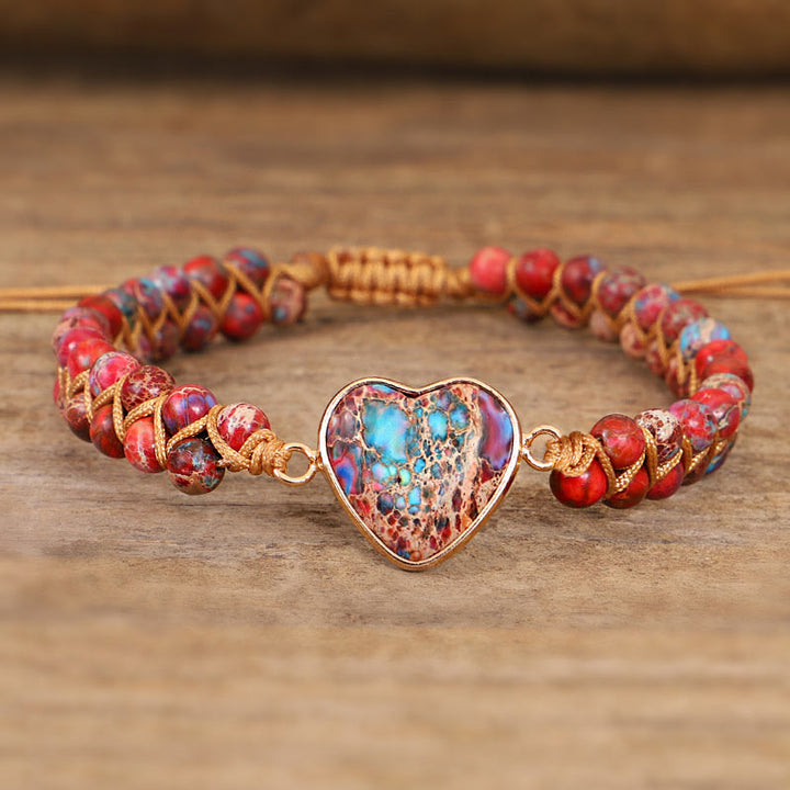 Pulsera de corazón de piedra roja del emperador Olivenorma