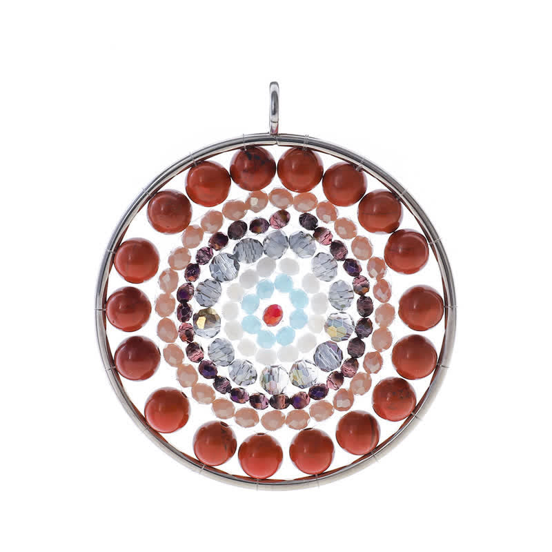 Collar con colgante de cristal redondo con flor de datura de Olivenorma