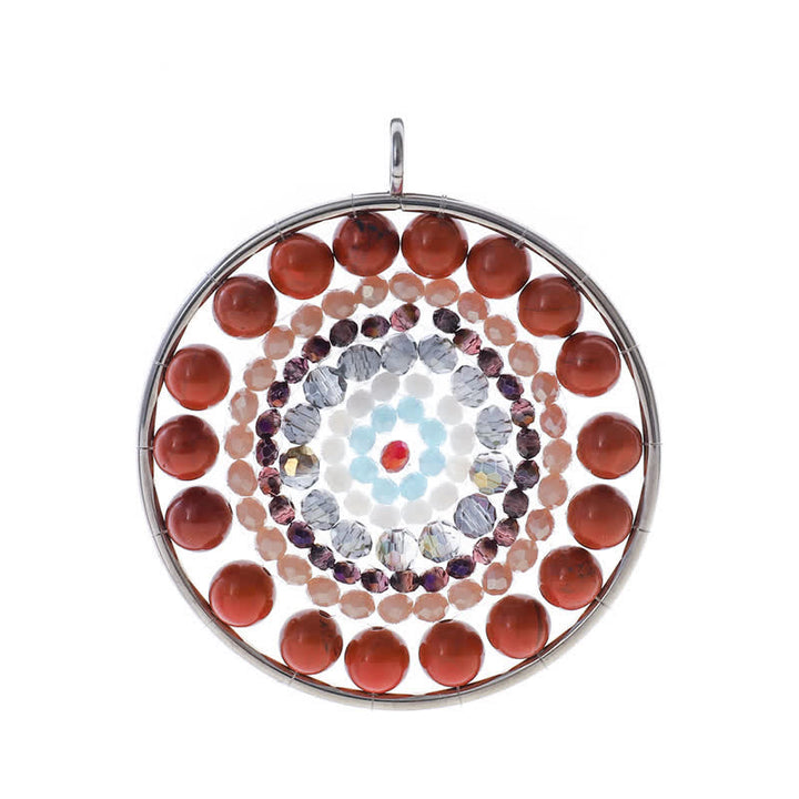 Collar con colgante de cristal redondo con flor de datura de Olivenorma