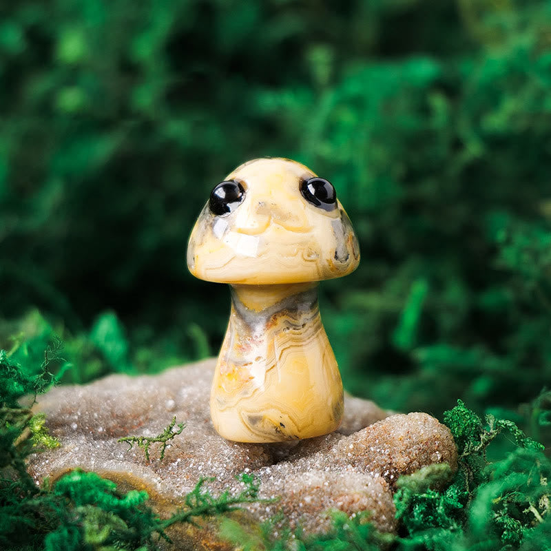 Adornos de piedras preciosas para mascotas con forma de hongo de cristal natural de Olivenorma