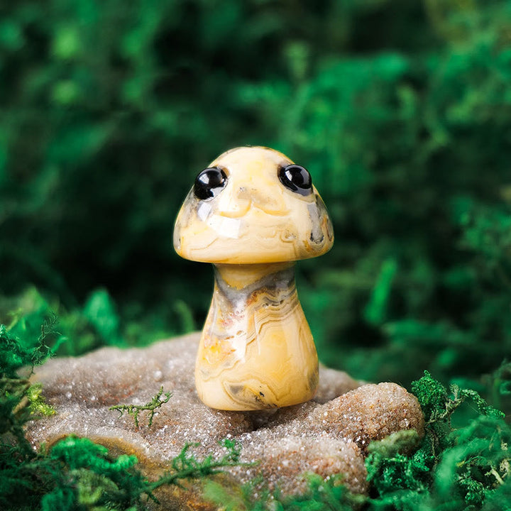 Adornos de piedras preciosas para mascotas con forma de hongo de cristal natural de Olivenorma
