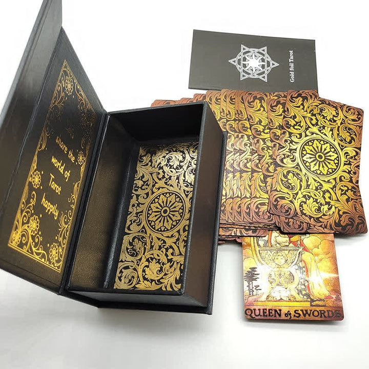 Cartas del tarot con lámina de oro estilo antiguo de Olivenorma 