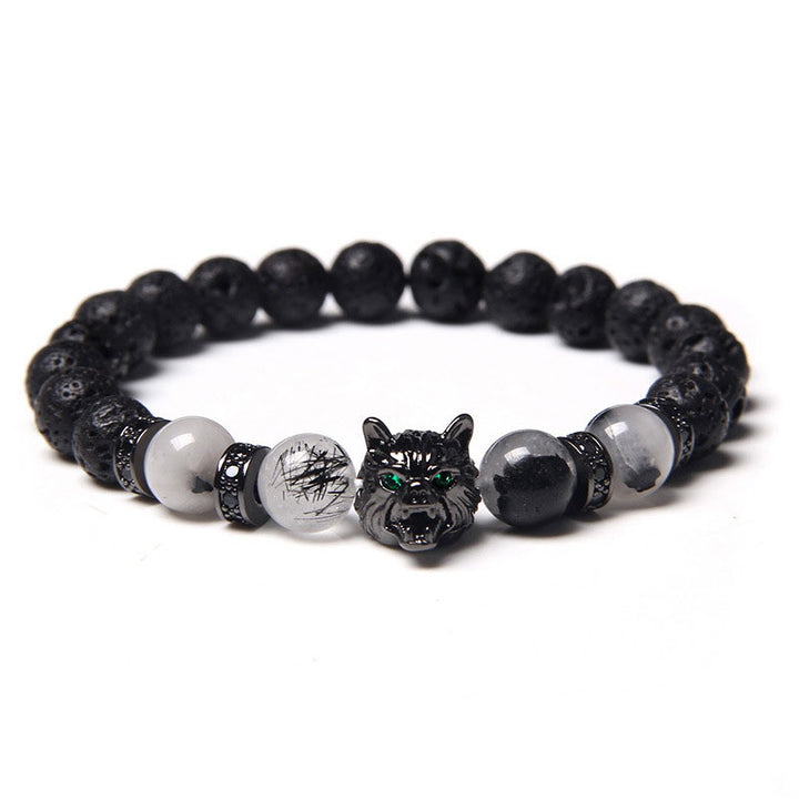 Pulsera de lobo con piedra lunar de Olivenorma 