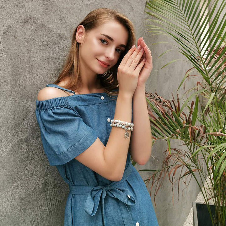 Pulsera con arbol de la vida de piedra del emperador Olivenorma