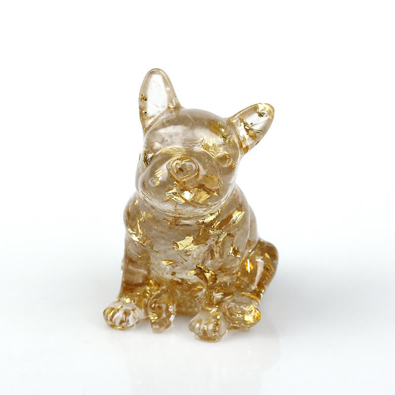 Adorno con piedras preciosas de bulldog francés de cristal de Olivenorma