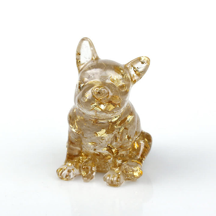 Adorno con piedras preciosas de bulldog francés de cristal de Olivenorma