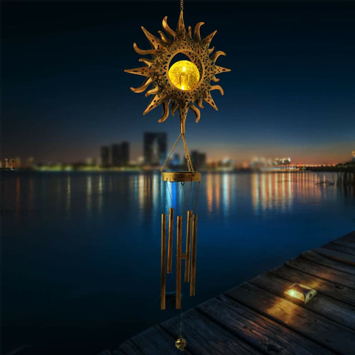 Adornos de carillón de viento solar con forma de luna o sol de Olivenorma