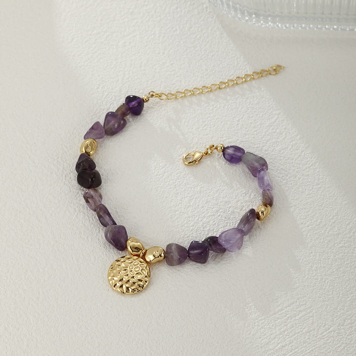 Pulsera de cobre de 18 quilates con piedra natural multicolor irregular de Olivenorma