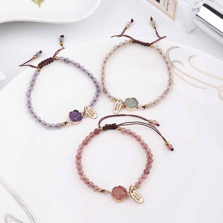 Pulsera de amatista, aventurina verde y cuarzo rosa de Olivenorma