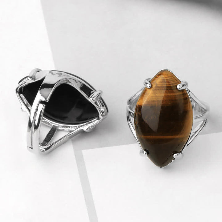 Anillo ajustable con forma de semilla de melón y amatista de Olivenorma