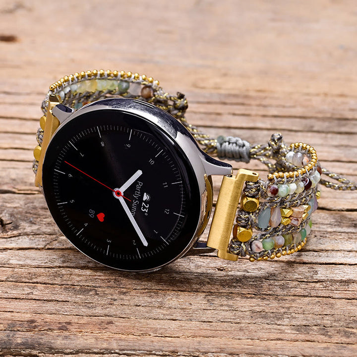 Pulsera Samsung con correa trenzada gris y cuentas de cristal de Olivenorma