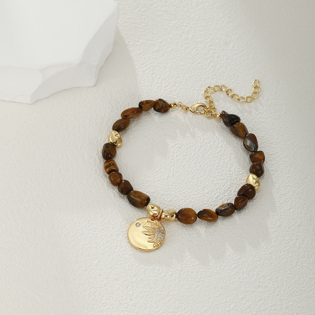 Pulsera de cobre de 18 quilates con piedra natural multicolor irregular de Olivenorma