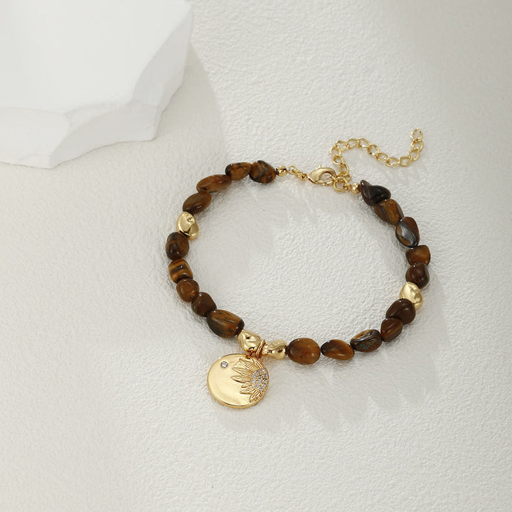 Pulsera de cobre de 18 quilates con piedra natural multicolor irregular de Olivenorma