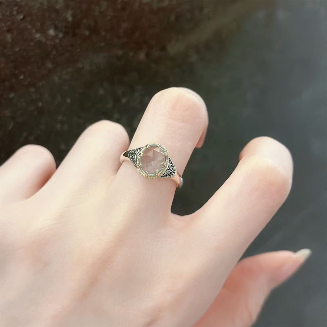Anillo de plata de ley 925 con labradorita natural de Olivenorma