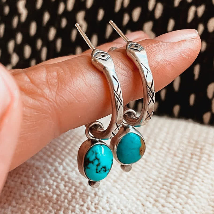 Pendientes retro turquesa en plata 925 de Olivenorma