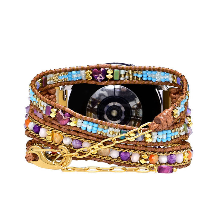 Pulsera trenzada con cuentas de cristal azul y morado de Olivenorma para Samsung 