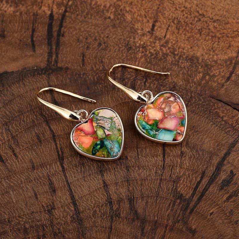 Pendientes colgantes en forma de corazón de turquesa ostra de Olivenorma