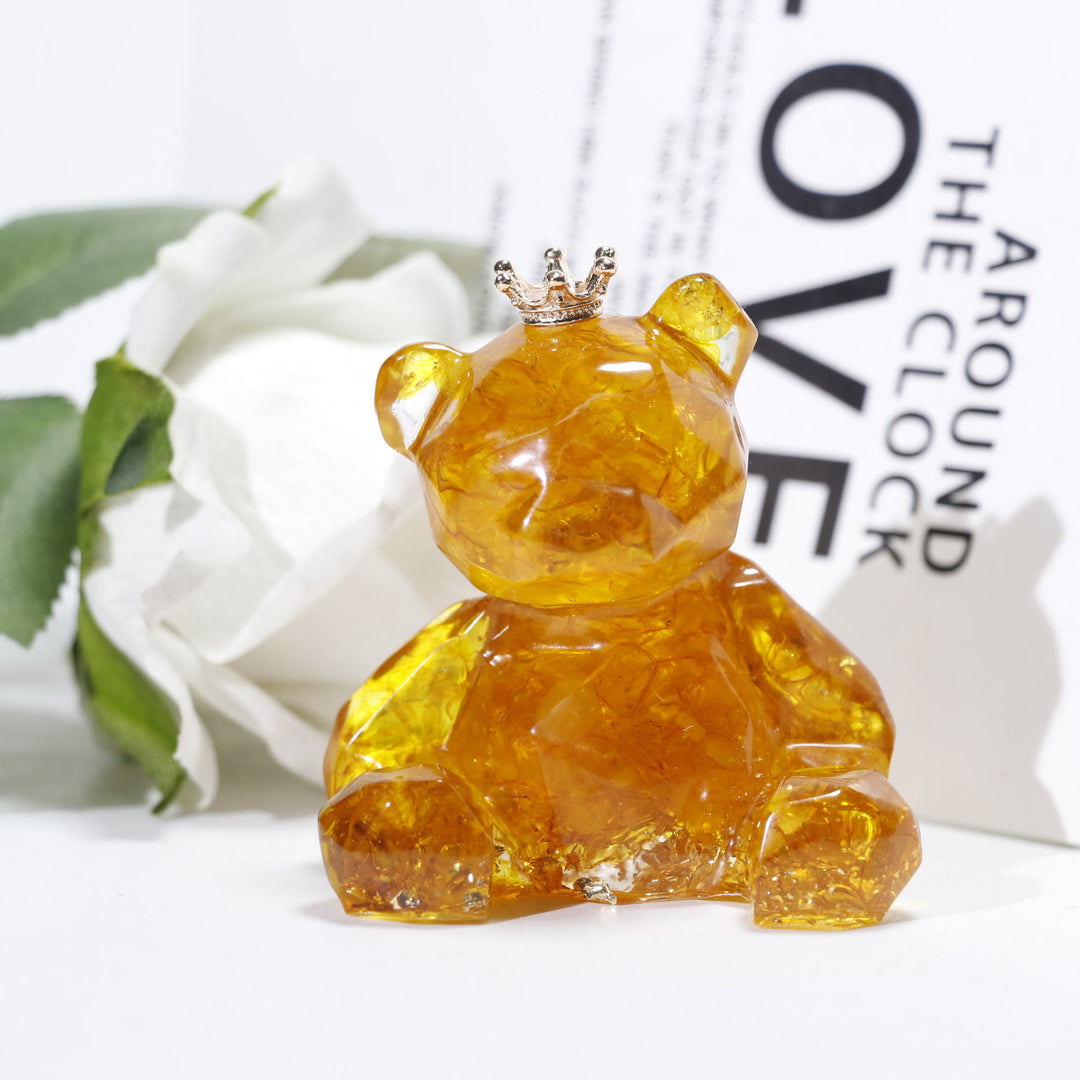 Adorno de oso de resina con grava de cristal de Olivenorma , decoración con piedras preciosas
