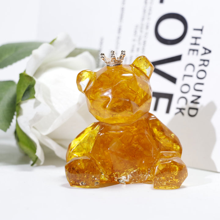 Adorno de oso de resina con grava de cristal de Olivenorma , decoración con piedras preciosas