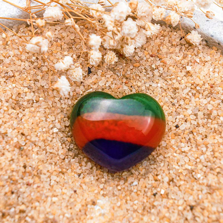 Piedra de ojo de gato de Olivenorma, corazón de cristal curativo