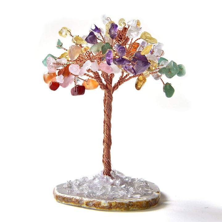 Árbol Feng Shui con piedras preciosas naturales multicolor de Olivenorma con base de ágata 
