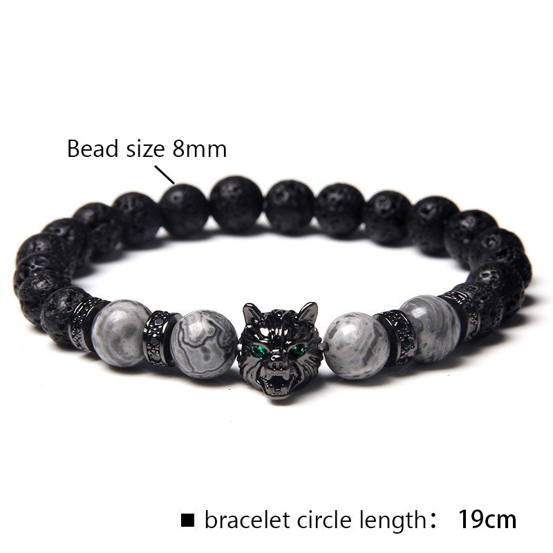 Pulsera de lobo con ojo de tigre gris de Olivenorma