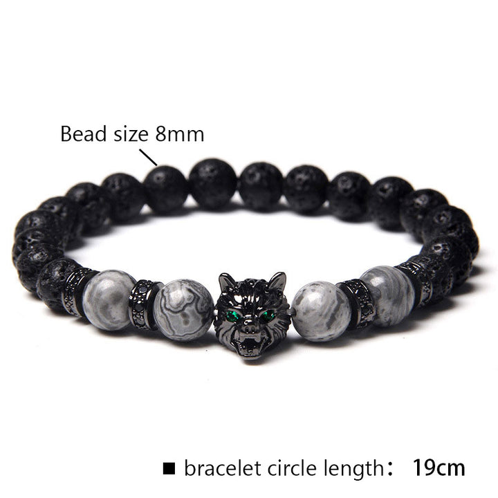 Pulsera de lobo con ojo de tigre gris de Olivenorma