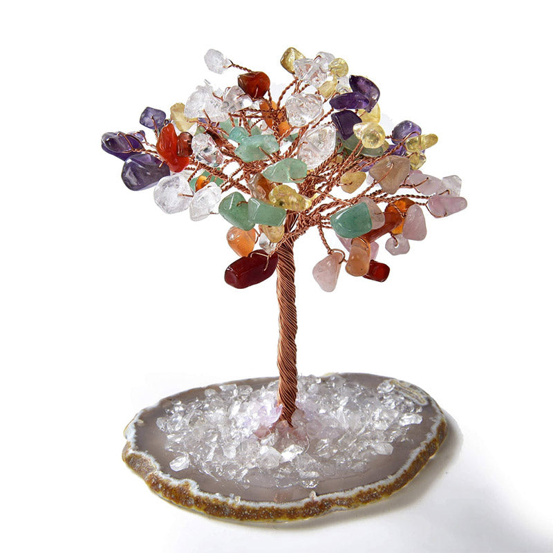 Árbol Feng Shui con piedras preciosas naturales multicolor de Olivenorma con base de ágata 