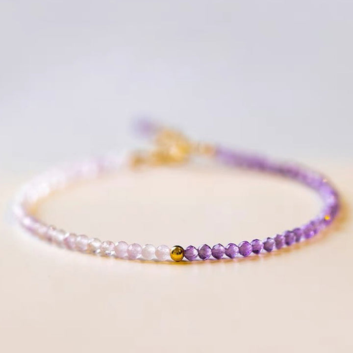 Pulsera de piedras preciosas curativas de glicina y amatista con cristales transparentes 