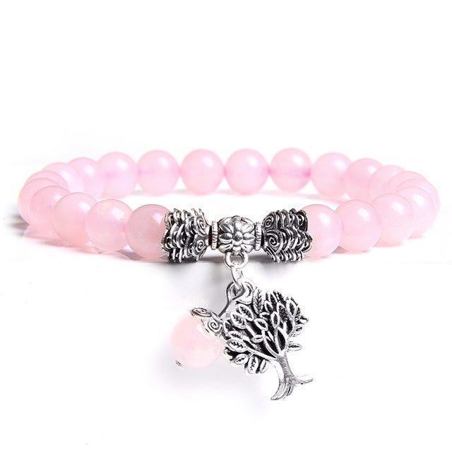 Pulsera de árbol de la vida de cristal natural