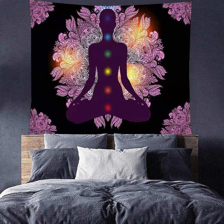Tapiz de yoga y meditación de los siete chakras. 